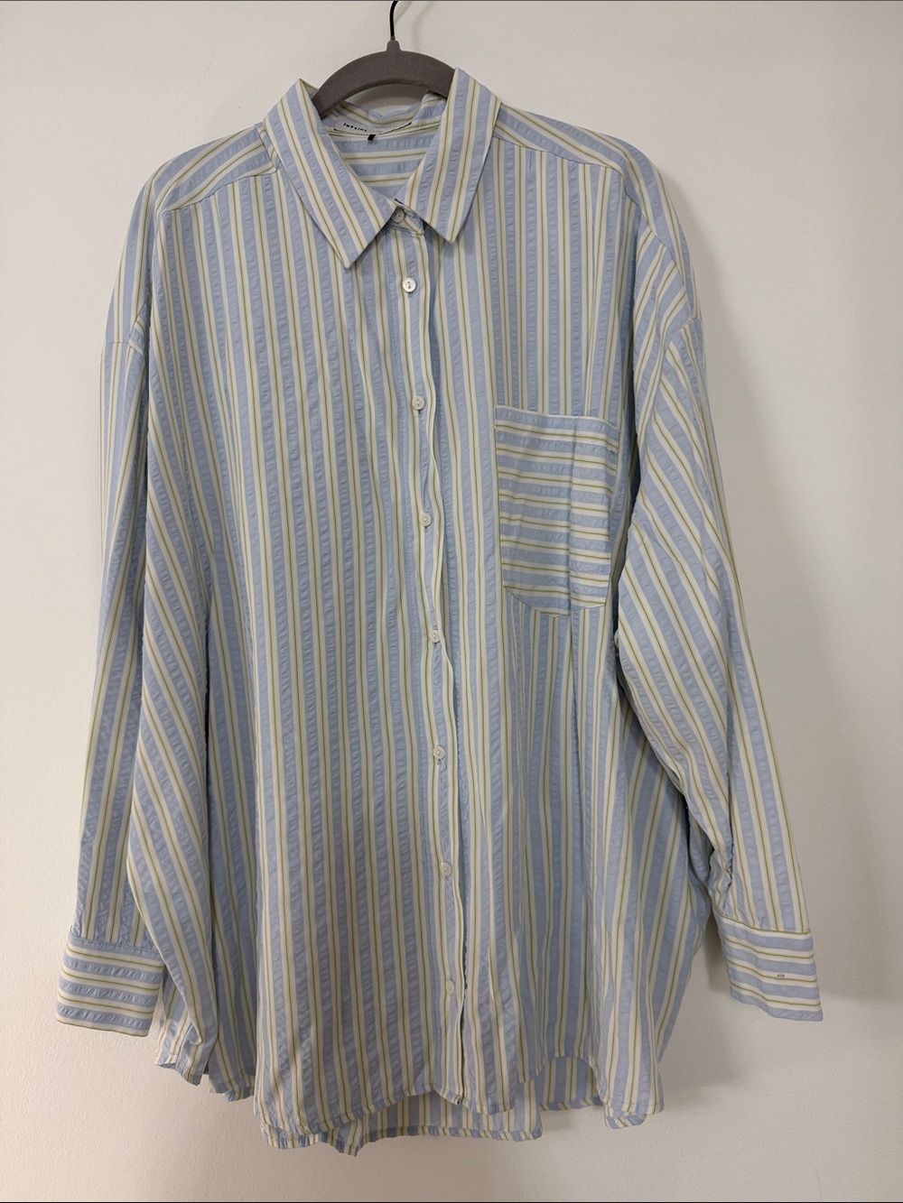 Light Blue & Cream Striped Men's Button-Up Shirt